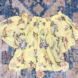 Off the shoulder yellow floral top